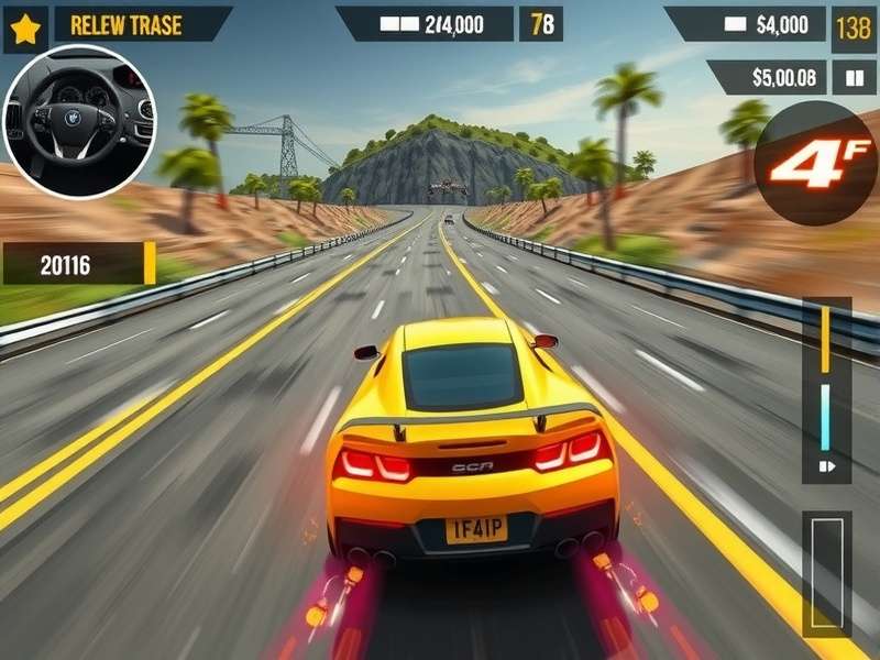 Yellow Fury Pursuit gameplay screenshot showing high-speed car chase
